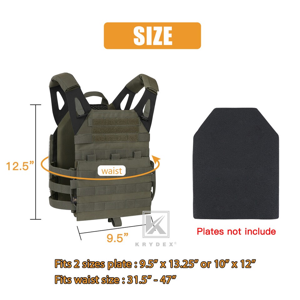 KRYDEX 2.0 Plate Carrier – Ranger Green, MOLLE Panel, Zip-on Backpack, 500D Nylon