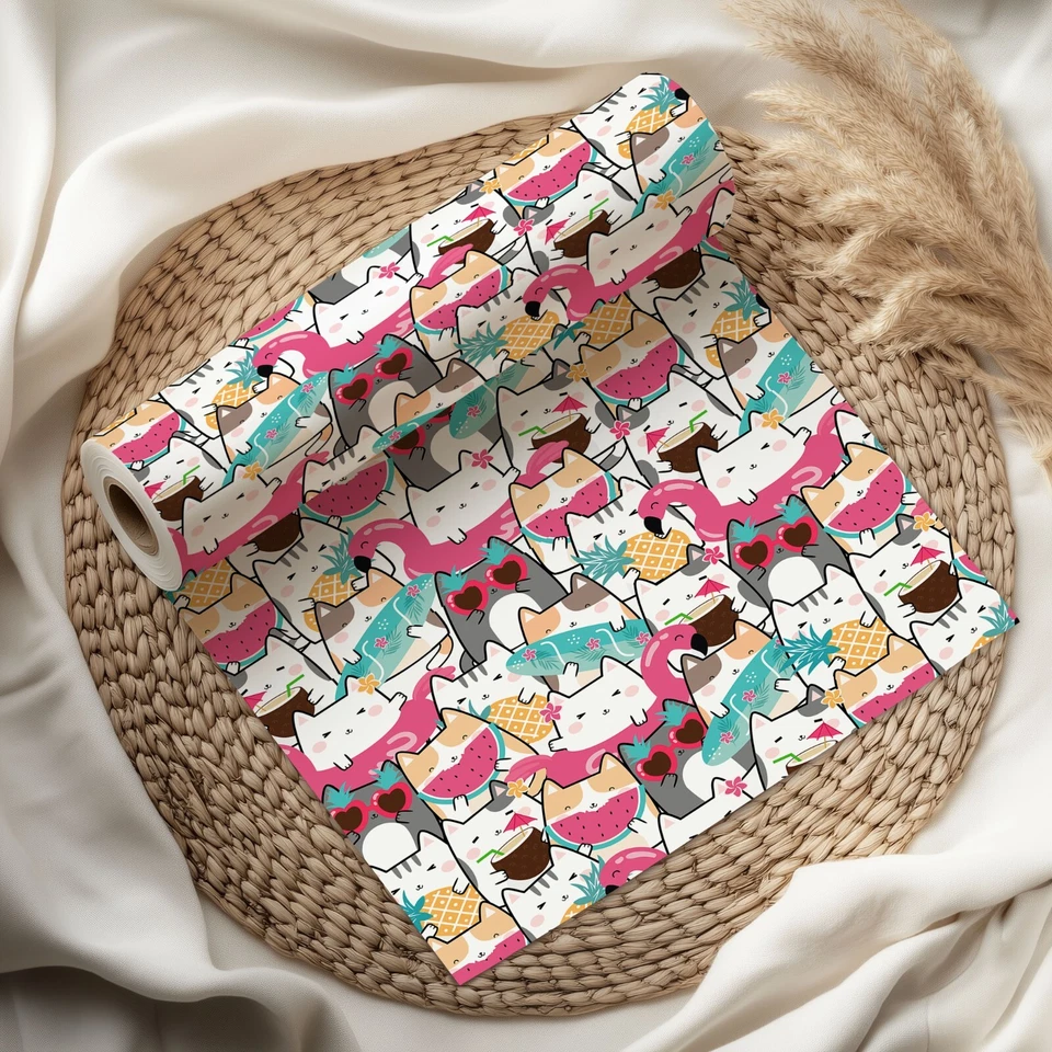 Kitty Cat Cartoon Wrapping Paper A2 Sheet Birthday Kids Cute Gift Wrap W5 - Image 2 of 4