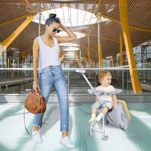 20" Expandable Luggage with Spinner Wheels, Mom Suitcases with Child Seat Design - Picture 9 of 24