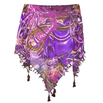 Christian Audigier Quad CA all Over 40x40 Cotton Scarf 