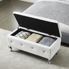 Upholstered Storage Bench Entryway Storage Ottoman End Of Bed Footrest