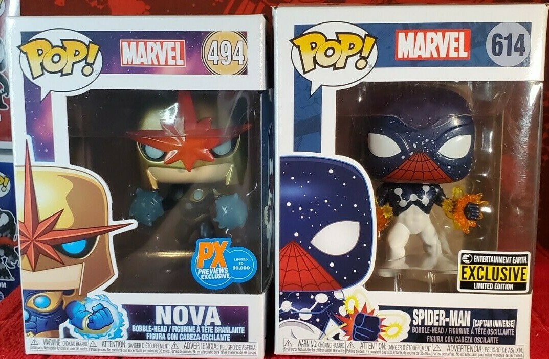 Funko Pop! NOVA #494 (PX) & SPIDER-MAN Captain Universe #614 (EE