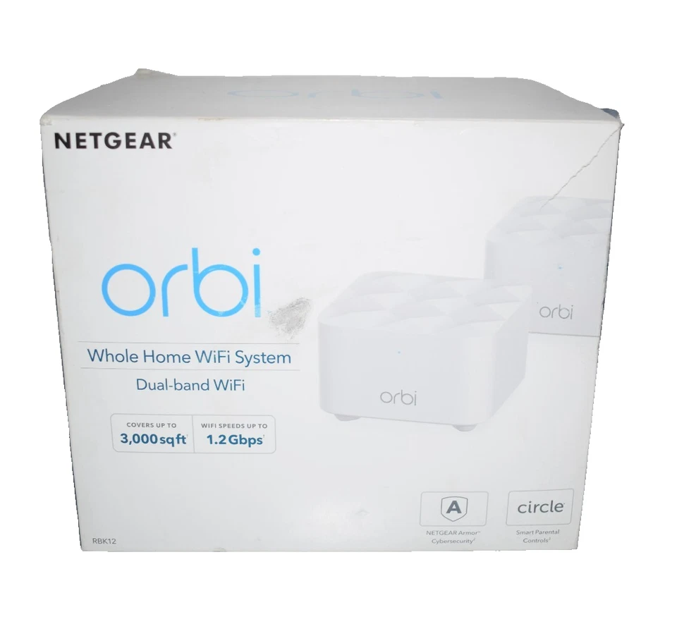 Netgear Orbi Mesh Wi-Fi Router System 2-Pack 3000 SF 1.2Gbps RBK12-100NAS NEW - Image 2 of 4