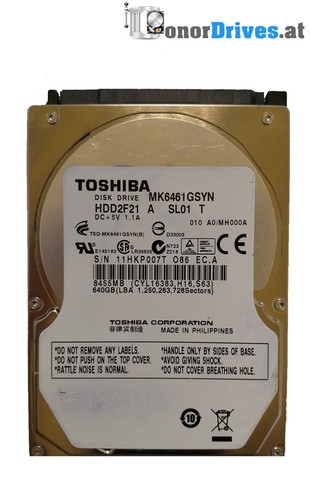 Toshiba -MK6461GSYN-HDD2F21-640GB - SATA - PCB G002872A*
