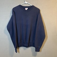 VINTAGE Blank Crewneck Adult Lg Blue Heavy Bassett-Walker Sturdy Sweats 90s