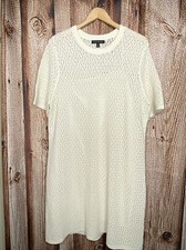 Banana Republic Off White Pointelle Crewneck Sweater Dress Size XL Retail $140