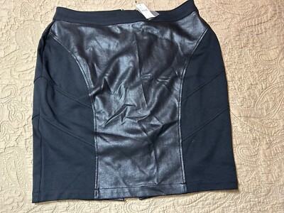 Lane Bryant Womens Skirt Size 20 Black Faux Leather Straight Pencil New Back Zip