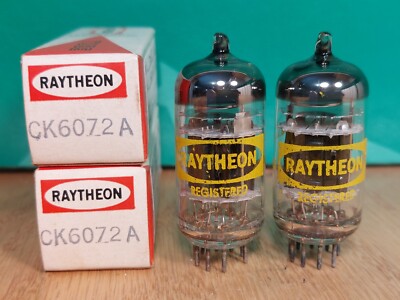 Pair of Raytheon 6072A NOS NIB Triple Mica Vacuum Tubes #1 - 6% matched