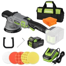 20V Cordless Buffer Polisher Kit Brushless Dual Action 5000RPM w/4.0Ah Battery