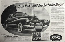 1948 Buick Dynaflow Automobile GM Touch Magic White Walls VTG 2 Page Print Ad