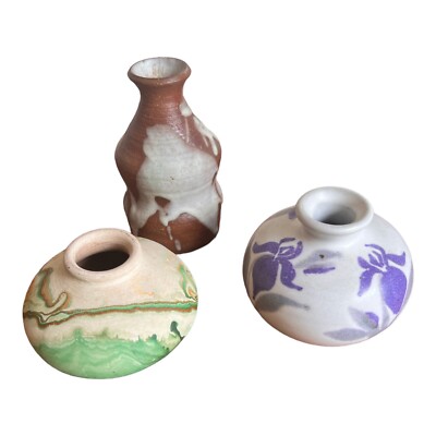 VINTAGE MINI CERAMIC VASES -NEMADJI VASE, LEE VASE AND PASKAL WEED VASE LOT 3