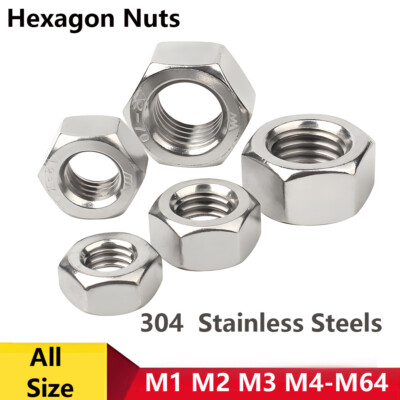 Hxagonal Full Nuts Stainless Steel M1 M2 M3 M4 M5 M6 M8 M10 M12 M14 M16 M18-M64