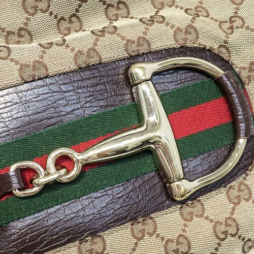 Excellent Gucci Horsebit Sherry Line Shoulder Bag GG Canvas Beige Brown G21621 - Picture 5 of 15