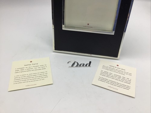 Red Envelope Picture Frame Dad Black Leather Silver Plate 8x5 NEW Father's Day - Picture 7 of 10