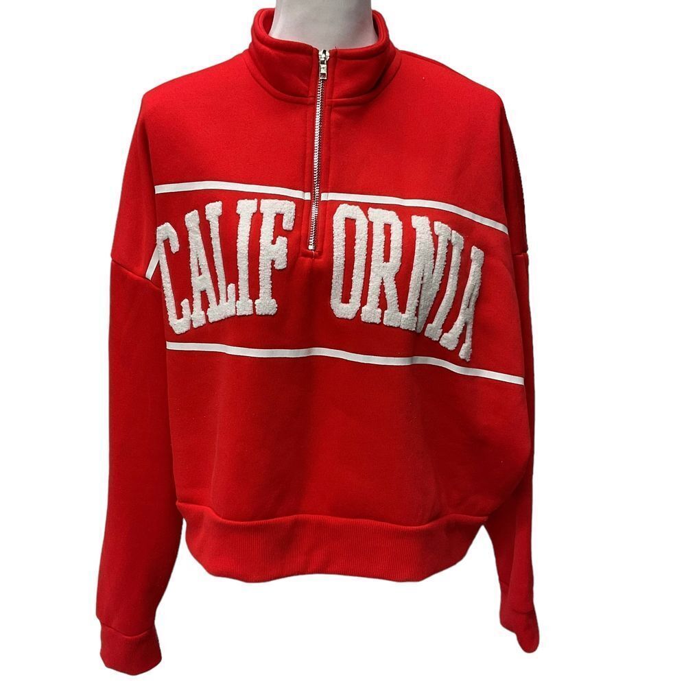 Riley & James Essentials Plus Size 2X Women's Half Zip Sweatshirt Red Oversized