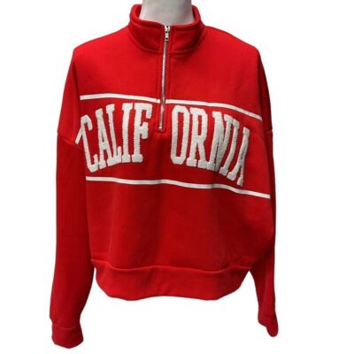 Riley & James Essentials Plus Size 2X Women's Half Zip Sweatshirt Red Oversized