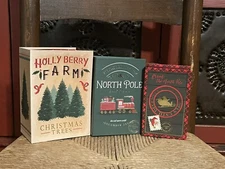 Stacking / Nesting Boxes Christmas Farm Holiday Winter Faux Book Set 3pc Box