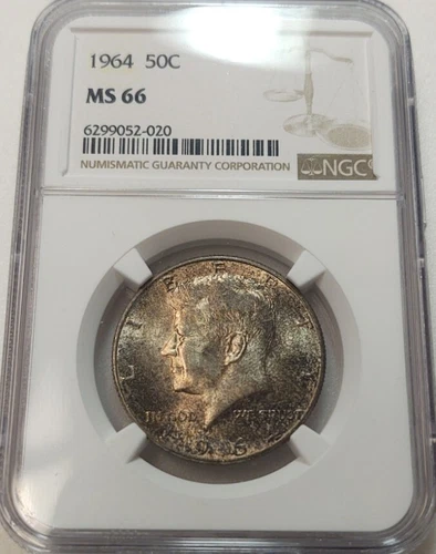 *TONED* 1964 KENNEDY 50C HALF DOLLAR NGC MS66 #6299052-020