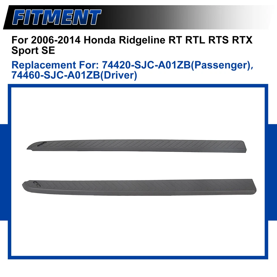 For Honda Ridgeline Crew Cab Improved Bed Rail Cap Molding Set 06-14 Caps Black Foto 3 de 4