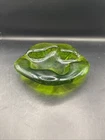 Vintage Blenko (?)Green Amoeba Ashtray Freeform Art Glass