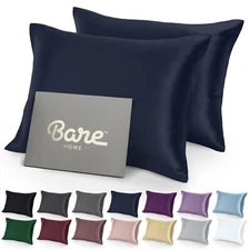 Bare Home Poly Satin Pillowcases for Hair and Skin - 2 Pack - Luxury Pillowcases