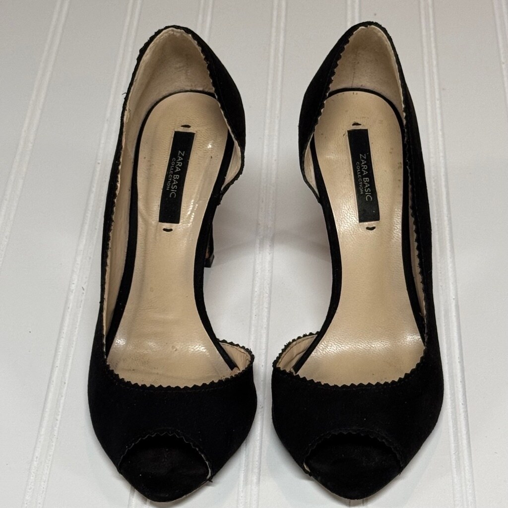 ZARA BASIC COLLECTION Black Suede Effect Open Tot… - image 2