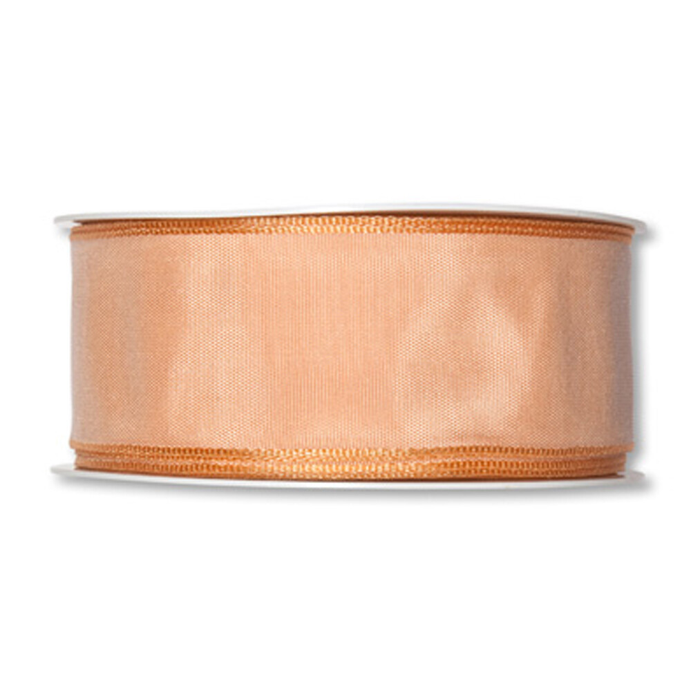 Light Apricot Fabric Ribbon 40mm (1.5 inch) Wide Full 25m Roll Taffeta Satin