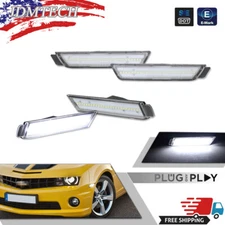 4PC Clear LED Front+Rear Side Marker Lights White Lamps For 2010-15 Chevy Camaro