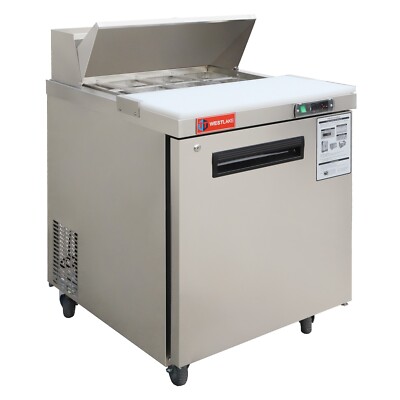 Sandwich / Salad Prep Table, WESTLAKE 27'' 1 Door Refrigerated Prep Table, 8 Pans