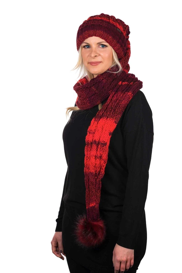 BIRENDY XXL Beanie AA Mütze Zipfelmütze inkl. Schal Pudelmütze Wintermütze Extra Lang