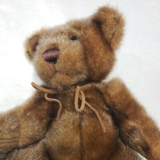 First  Main Minky Brown Teddy Bear Leather Bow Corduroy Feet Plush Toy 7"