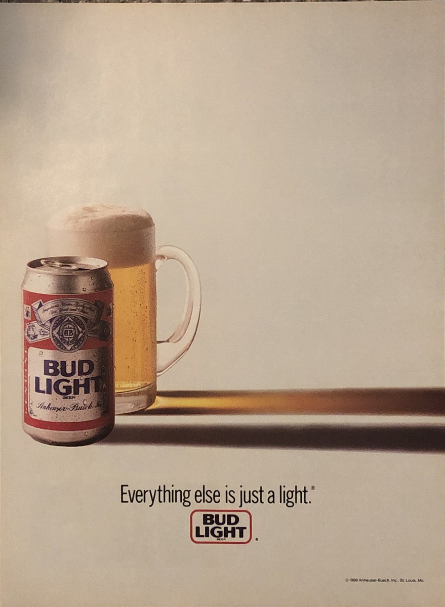 1988 Bud Light Beer PRINT AD Can / Mug - Everything Else Just