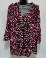 Apt 9 Womens Shirt Top Blouse Size 1X Purple White Pink Black