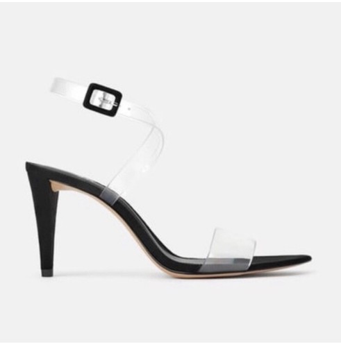 ZARA High Heels Clear Straps Black Sandals size 37 6.5 worn once comfy Shoes - Picture 5 of 16