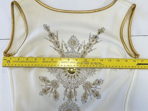 VA VA VOOM Beige Embroidered Dress Size Medium (tt92) - Picture 4 of 7