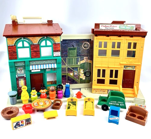 Vintage Fisher Price Hoopers Store Sesame Street #938 Playset Figures Furniture