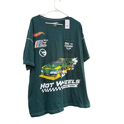 Hot Wheels Racing Team Teal Graphic Pocket T-Shirt Mens XL Contrast Stitch-NWT