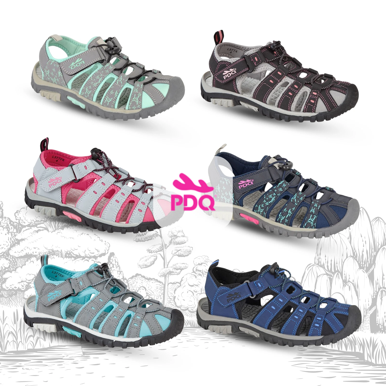 Womens Closed Toe Sandals PDQ L377 Walking Hiking Holiday Summer Shoes UK3-9
Opens in a new window o