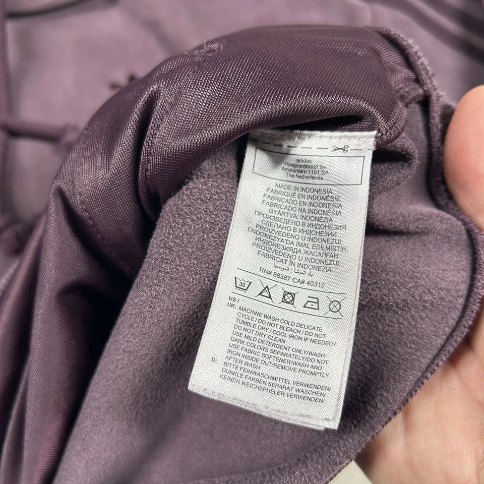 Adidas Hoodie Womens XS Velvet Suede Purple Stretch 3-Stripes Jacket Pullover - Image 4 of 4