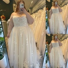 Champagne Plus Size Wedding Dresses Off Shoulder Sweetheart A Line Bridal Gowns