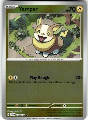 Yamper 030/094 Common Phantasmal Flames Pokemon Reverse Holo Near Mint
