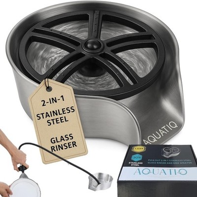 2 in1 Glass Rinser for Kitchen Sink - Stainless Steel Cup Cleaner - Counter