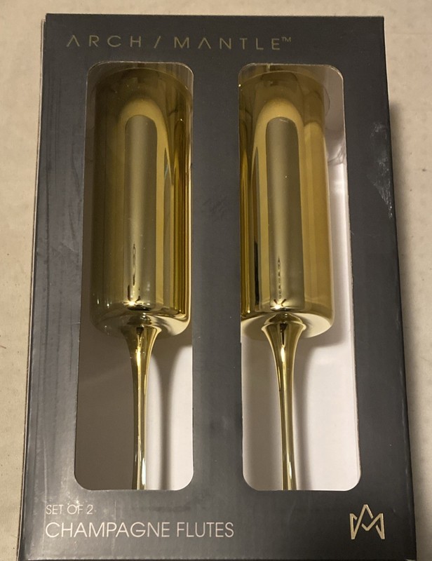 Arch Mantle Set Of 2 Gold Champagne Flutes