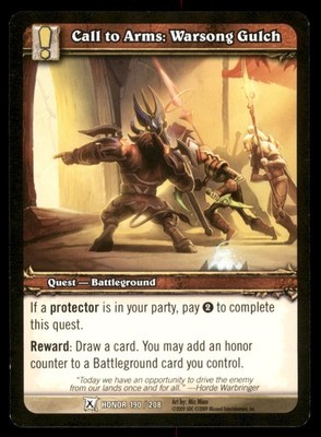 Call to Arms: Warsong Gulch 190/208 Common 2009 World of Warcraft WOW TCG CCG