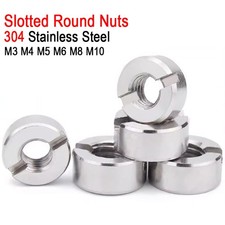 M3 M4 M5 M6 M8 M10 304 Stainless Steel Slotted Round Nuts Metric Coarse Thread