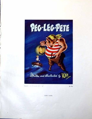 Antiker alter Druck Bucheinband Kay Peg-Leg-Pete Die drei Badegäste Cezanne 1947