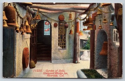 Garden of Bells Glenwood Mission Inn Riverside CA 1946 Linen Postcard