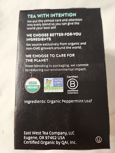 Choice Organics Peppermint Tea 1 Pack 16 Compostable Caffeine Free Organic Herb - Picture 10 of 13