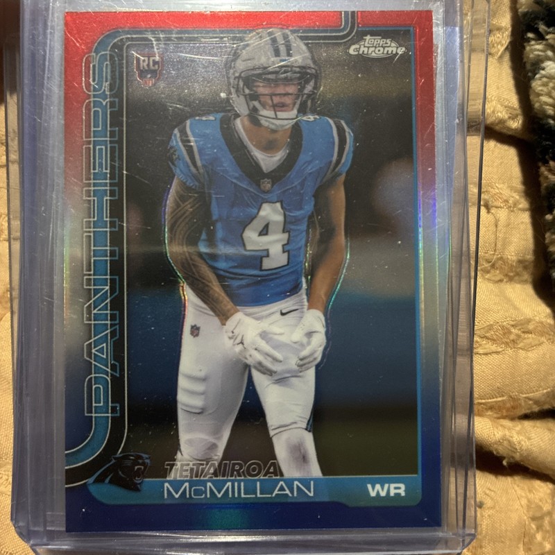 2025 Topps Chrome - Rookies Tetairoa McMillan #326 Red White & Blue Refractor 