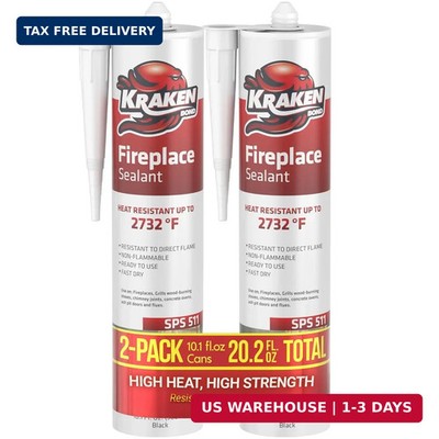 Kraken Bond High Temperature Black Fireplace Sealant 2732°F - (2x10.1oz.) Fire R